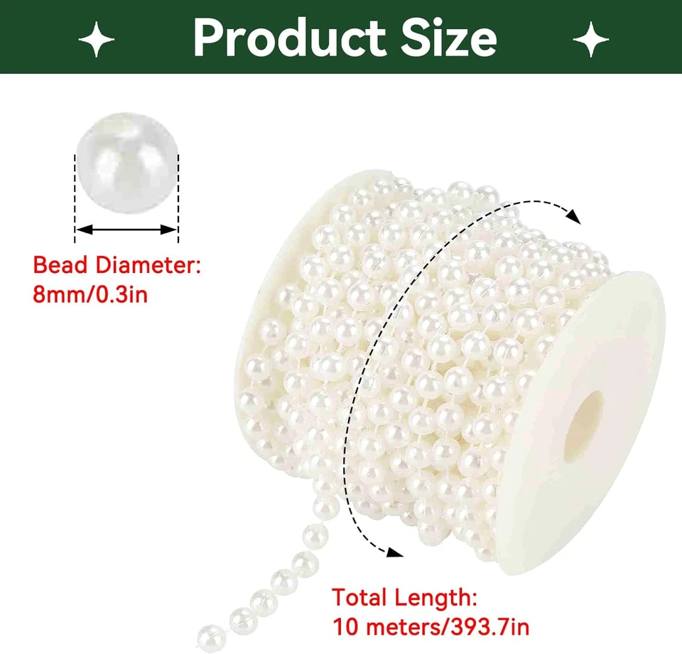 Perlengirlande Weiss 10m Deko Perlenkette Hochzeit - Bild 4 von 4