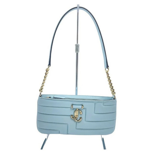 JIMMY CHOO AENUE SLIM chain shoulder bag quilted nappa leather x ice blue x