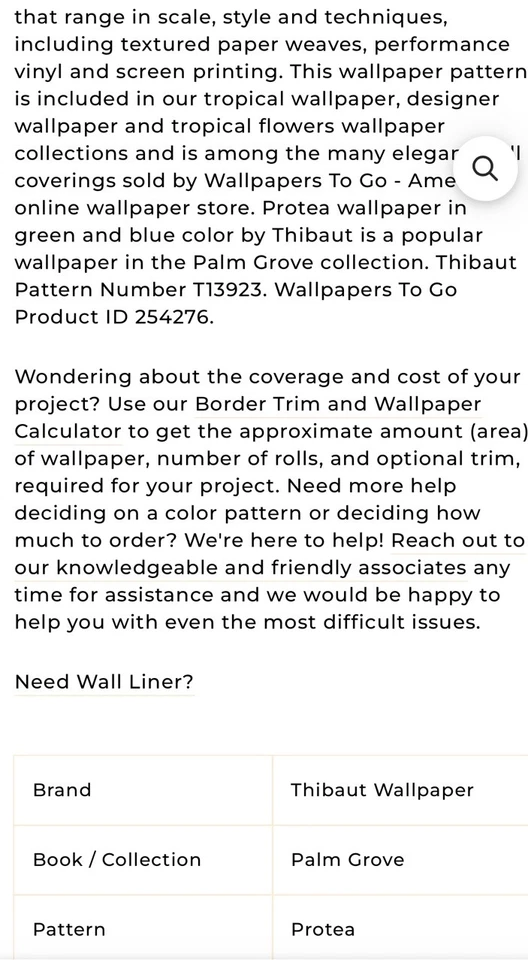 Papel pintado THIBAUT T13923 PROTEA VERDE Y AZUL 27 pulgadas X 27 pies Protea 2 rollos Foto 3 de 4