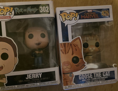 Funko Pop! Jerry 302 Rick and Morty & Goose the Cat 426 Captain Marvel