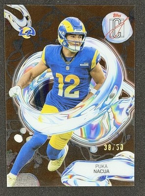 2025 Topps Signature Class #FL-12 Puka Nacua Fluidity Orange #/50 LA Chargers