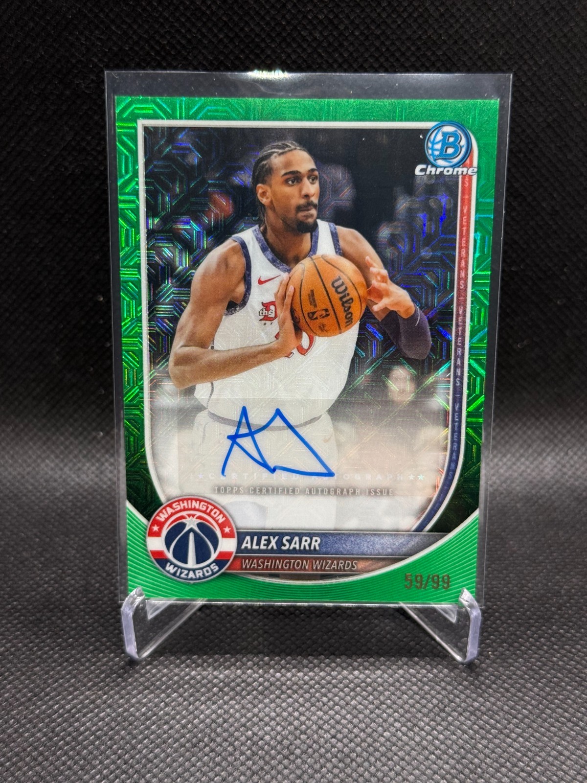 2025 Bowman Chrome Basketabll - Alex Sarr Green Mojo Auto /99 #BCA-AS Wizards