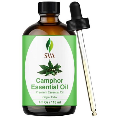 SVA Camphor Essential Oil   4 Fl Oz   100% Natural Camphor Oil  for Diffuser,...