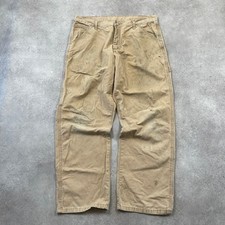 Wrangler Carpenter Trousers Mens 34" Workwear Cotton Faded Straight Leg, Beige
