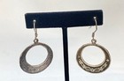 925 Mexican Sterling Silver Hoop Drop Earrings Floral Engraved 1" x 2" 13.05g — photo 2