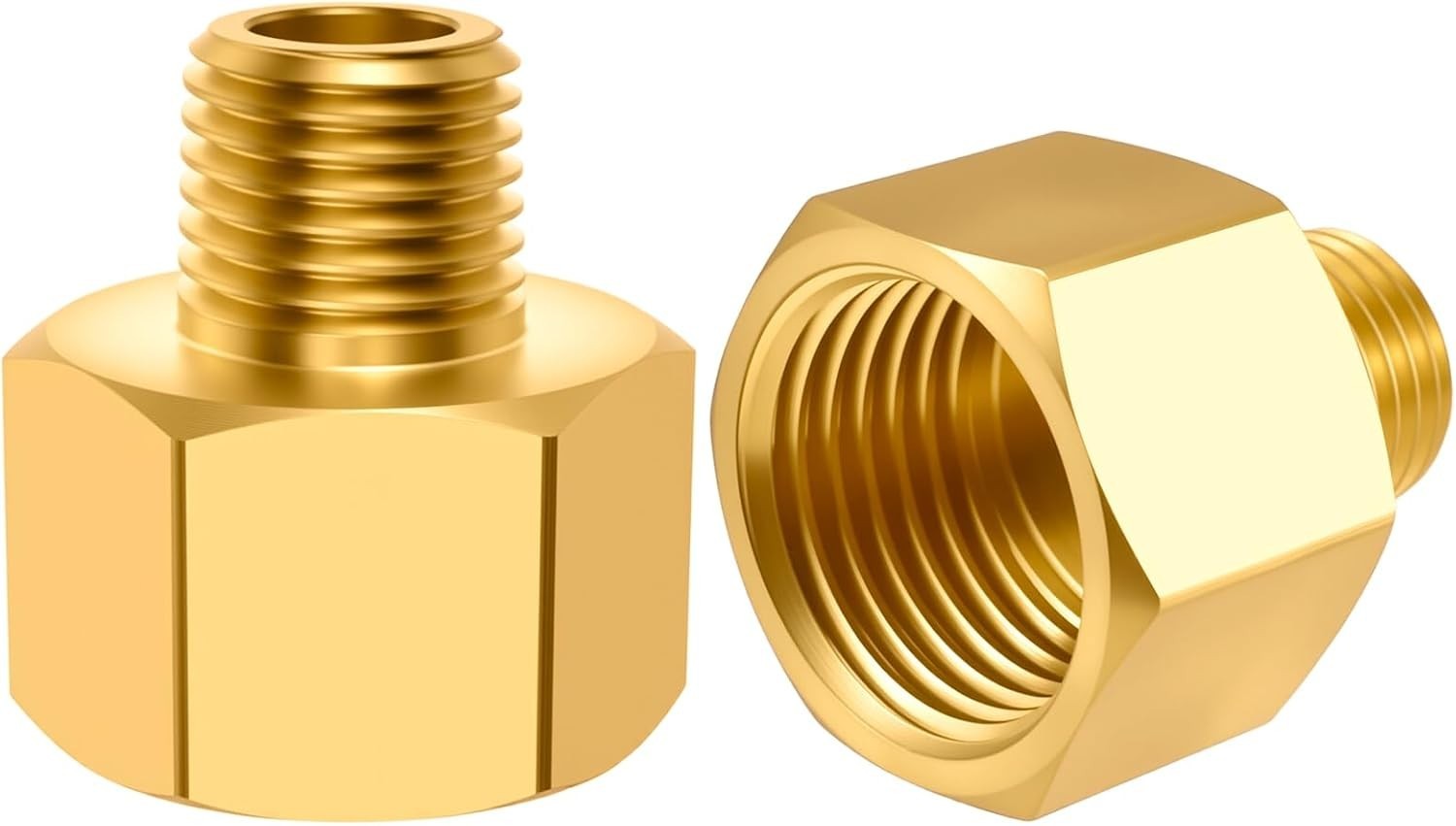 Brass Pipe Fitting Reducer Adapter 1/4 NPT Male to 1/2 NPT Female 2 Pack