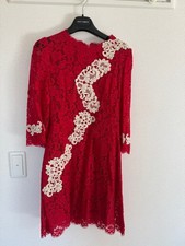 Dolce & Gabbana Dress Size 38 Red Lace Embroidered Knee Length