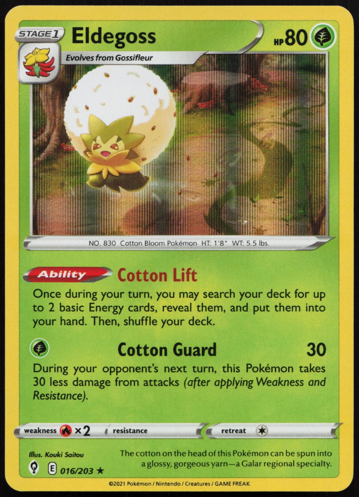 Eldegoss 016/203 Holo Rare Evolving Skies Pokemon NM