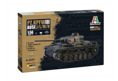 Italeri 25757 Pz.Kpfw. III Ausf. J/L/M/N, standing model building, crafts, hobby