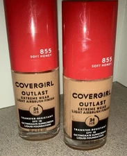 CoverGirl Outlast Extreme Wear Liquid Foundation #855 Soft Honey (2 Pack) Sealed
