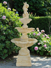 Fontana Decorativa Con Vasche A 3 Livelli Gioco D'acqua In Cemento Marmo H 160 C