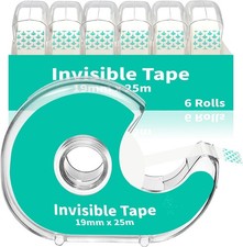 6 Invisible Clear Tape, Transparent Tapes with Refillable Dispenser, 3/4 X 1000