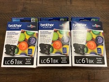 NEW 3 Brother 61 LC61BK Black Ink Cartridges - March 2027 Exp. - 3-Pack