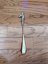 Vintage Brass Horse Head Shoe Horn Equestrian Decor Heavy 10.5"