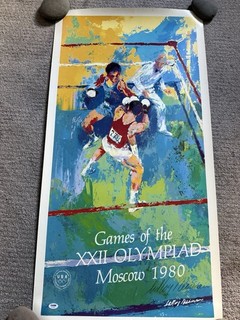 Leroy Neiman Signed Autographed Boxing Poster 1980 Moscow Olympics XXII PSADNA