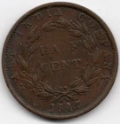 Photo of a 1845 East India Company 1/2 Cent from an eBay listing that sold on Jun 14, 2026