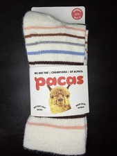 PACAS CREW ALPACA SOCKS HEAVY WEIGHT OFF WHITE STRIPE WOMENS SOCKS S/M 5-8