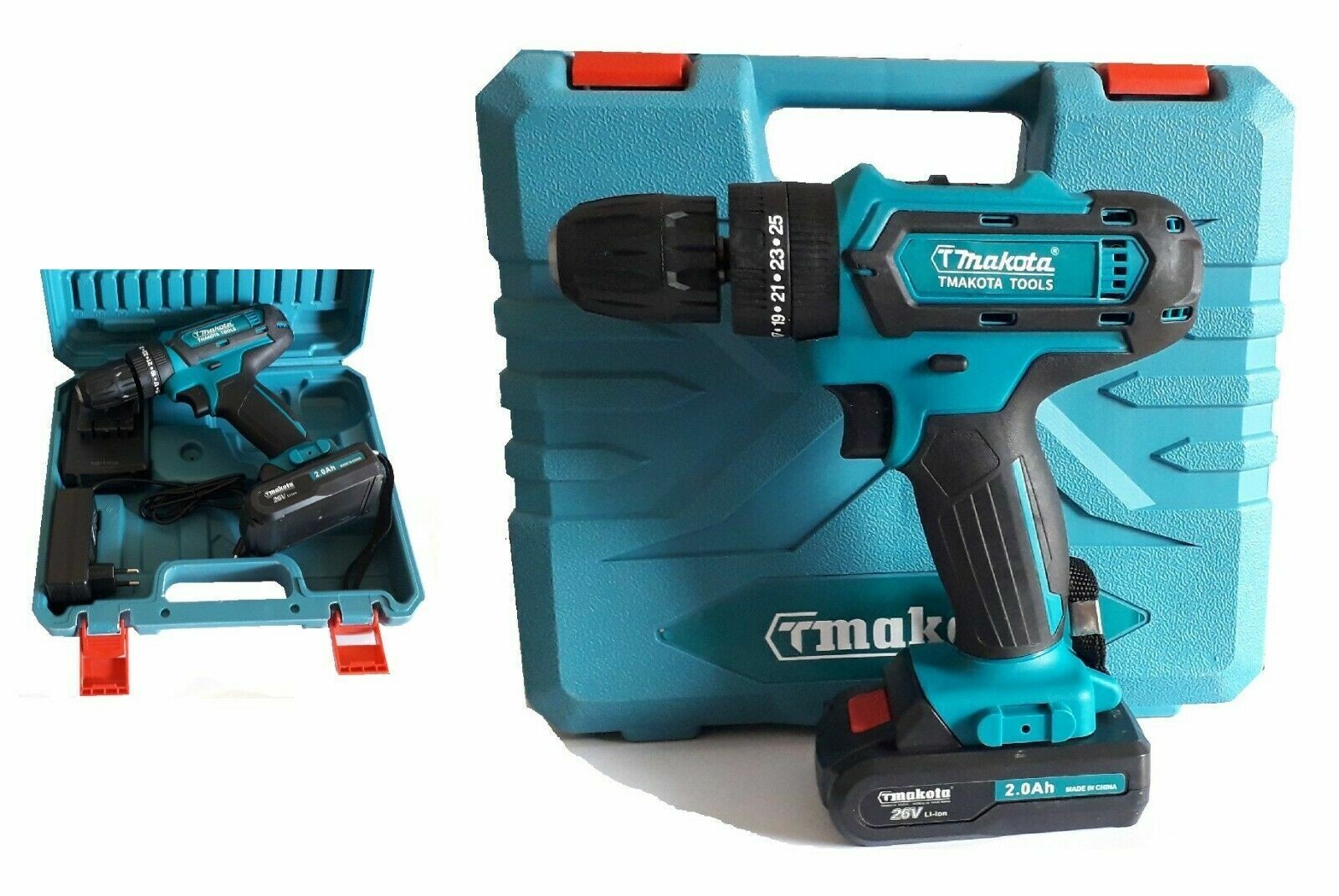 trapano avvitatore a batteria litio a percussione 26V doppia batteria + valigia