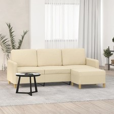 vidaXL 3-Sitzer-Sofa mit Hocker Hellgrau 180 cm Stoff