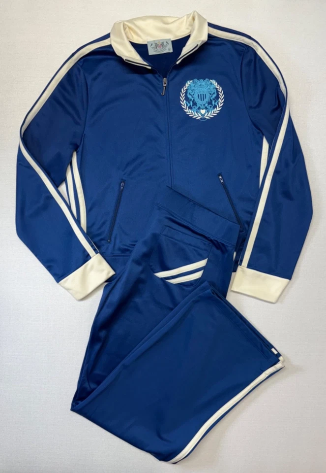VTG Y2K Juicy Couture Track Suit Blue w/ Stripe Jacket XL Pants L Rare Set - image 3 of 4