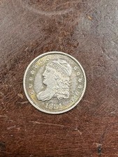 1831 CAPPED BUST HALF DIME BEAUTIFUL COLOR. AU