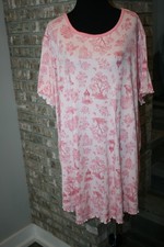 Flora Nikrooz Womens Pink Floral Short Sleeve Nightgown SZ 2XL