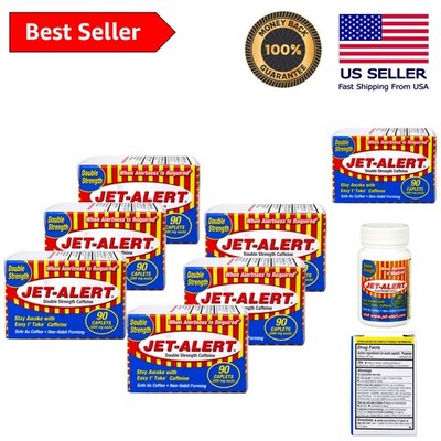Fast-Acting Jet Alert Caffeine Caplets - 200mg, 90 Count Value Packs x6