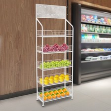 5-Tier Snack Candy Display Shelf Retail Display Cases w/ Hooks  Adjustable Feet
