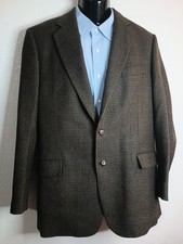 HAROLD POWELL Men's Brown Houndstooth 100 Wool Blazer Made in Italy M004