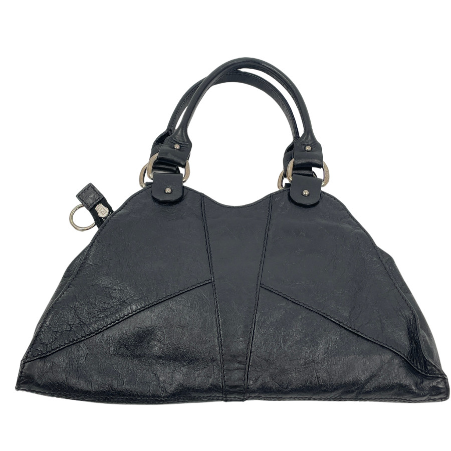 FENDI Handbag Black Leather Gold Logo Unisex From Japan thumbnail 11