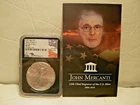 2021 Silver Eagle, Eagle Landing T-2, MS-70, First Day of Issue, Signed by Chief