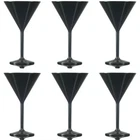 Martini Glass Black - Reusable Polycarbonate Plastic - 7oz - Pack of 6