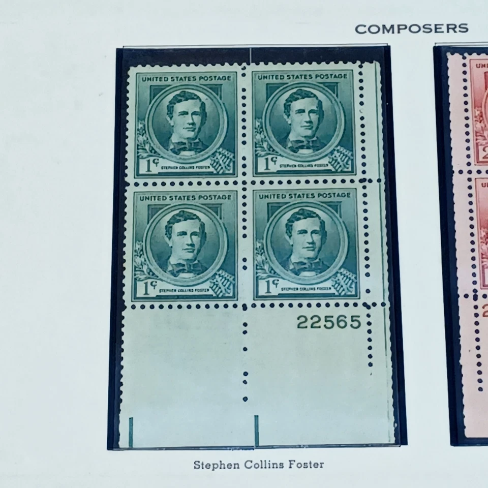 USA Plate Blocks 1940 Famous People American Composers 5 blocks. Pre-owned  - Image 2 of 4