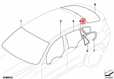 BMW OEM 08-14 X6-Rear Quarter Panel Side Window Glass Right  