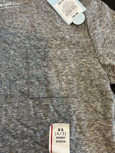 Boys' Short Sleeve Heathered T-Shirt - Cat & Jack™ Gray XS 4/5 New - Picture 2 of 3