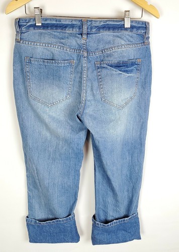 Baggy-Damenjeans Größe 4 27 lockere Passform mit Bündchen mittlerer 9 Zoll Leibhöhe Relaxed Cropped Denim - Bild 2 von 7