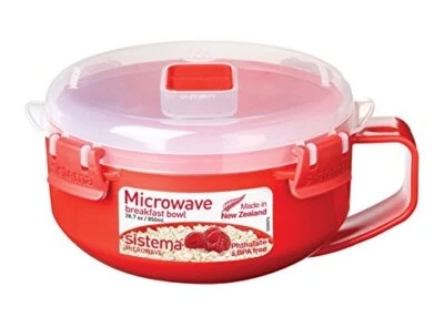 Sistema Microwave Breakfast Bowl, 850 ml - Red/Clear