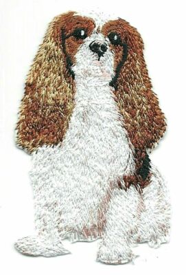 2'' x 3 1/4'' White Brown Cavalier King Charles Spaniel Dog Breed Embroidery Patch
