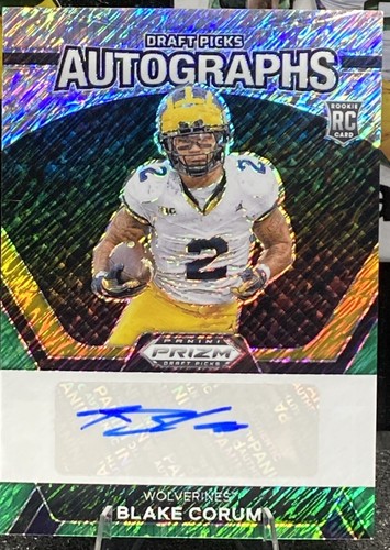 🔥2024 Prizm Draft Picks Autos Green Shimmer Blake Corum Auto RC Michigan /8