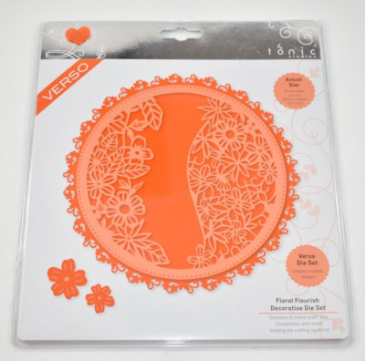 Tonic Studios Verso FLORAL FLOURISH Decorative 6 Craft Cutting Dies Set #2638e