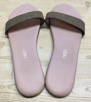 TKEES Sandals Slides Womens Size 39 Sparkle Gold Flat