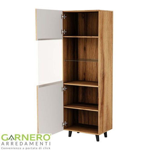 Vetrinetta da terra industrial design moderno soggiorno 60x183cm quercia ESSENCE - Foto 3 di 8