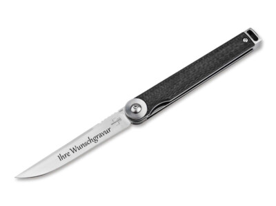 Böker Plus Taschenmesser Kaizen Carbon S35VN - mit Wunschgravur auf der Klinge