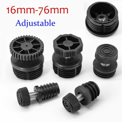 Round Tube Inserts End Cap Adjustable Table Foot Furniture Leveling Feet 16-76mm