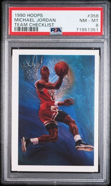1990 Hoops 358 Michael Jordan Team Checklist Freshly Graded PSA