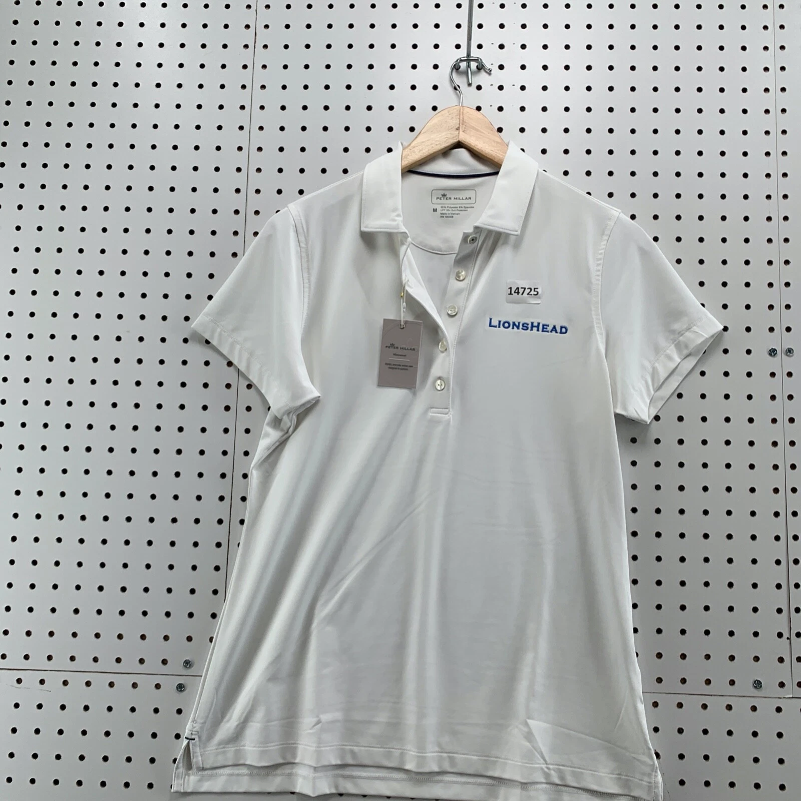 NEW Peter Millar Polo Shirt Womens M White UPF 50+ Sun Protection LIONSHEAD $75