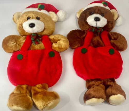 Santas Best Christmas Stocking Teddy Bear Plush 3D You Choose Tan or Brown Vtg - Imagen 1 de 8