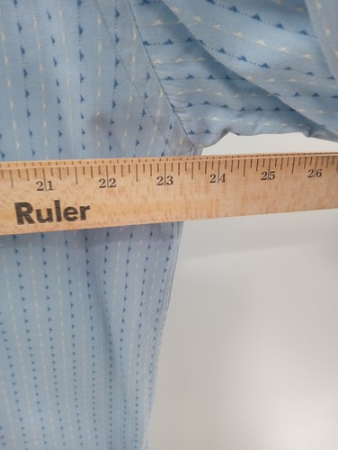 Linea Dome Shirt Men's XL 17-17.5 Baby Blue Striped Chemise Casual Dress Preppy - Picture 6 of 6