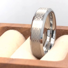Celtic Wedding Ring Celtic Knot Wedding Band Silver Tungsten Ring for Christmas