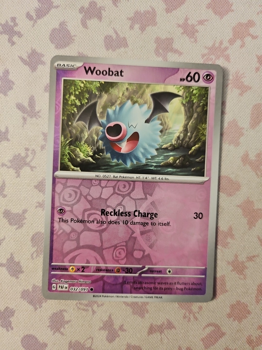 Woobat - 032/091 - Reverse Holo - Pokemon Paldean Fates - NM